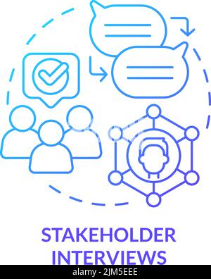 Stakeholder interviews blue gradient concept icon Stock Vector
