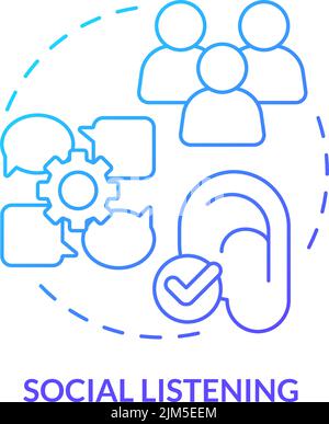 Social listening blue gradient concept icon Stock Vector