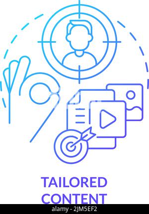 Tailored content blue gradient concept icon Stock Vector