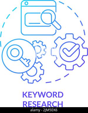 Keyword research blue gradient concept icon Stock Vector