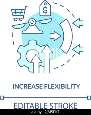 Increase flexibility turquoise concept icon Stock Vector