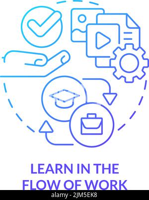 Learn in flow of work blue gradient concept icon Stock Vector
