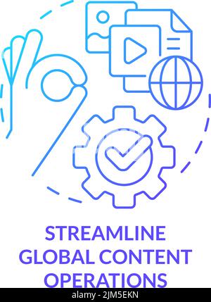 Streamline global content operations blue gradient concept icon Stock Vector