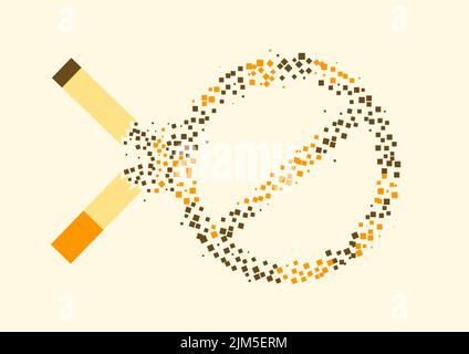 Cigarette tobacco showing warning sign, illustration about negative health affect for smoking cigarettes Stock Vector