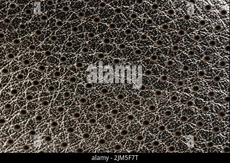 Pattern of silver perforated skin background close up view Stock Photo