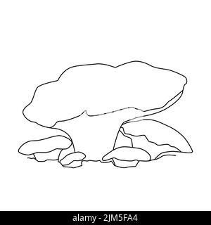 Mushroom illustration sketch. Mushrooms tattoo detailed in line art style. Black and white clip art. Stock Vector