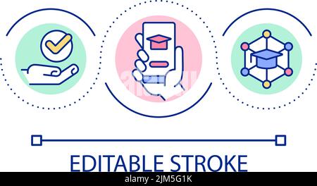 Mobile friendly elearning platform loop concept icon Stock Vector