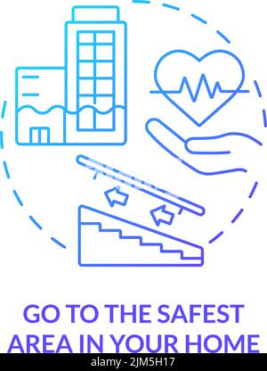 Go to safest area in home blue gradient concept icon Stock Vector