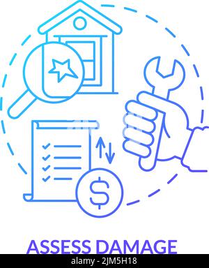 Assess damage blue gradient concept icon Stock Vector