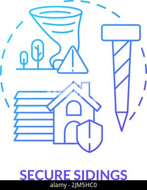 Secure sidings blue gradient concept icon Stock Vector