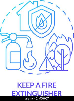 Keep fire extinguisher blue gradient concept icon Stock Vector
