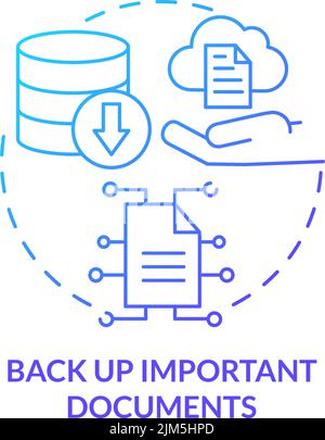 Back up important documents blue gradient concept icon Stock Vector