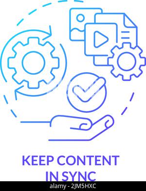 Keep content in sync blue gradient concept icon Stock Vector