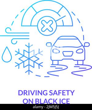 Driving safety on black ice blue gradient concept icon Stock Vector