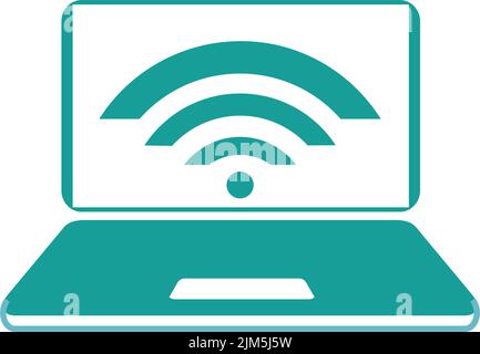 laptop with WIFI symbol on the screen Stock Vector