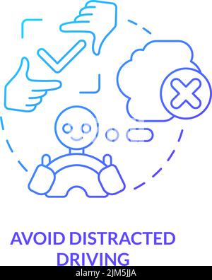 Avoid distracted driving blue gradient concept icon Stock Vector