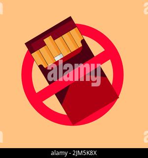 Illustration about banning cigarette smoking and tobacco consumption Stock Vector