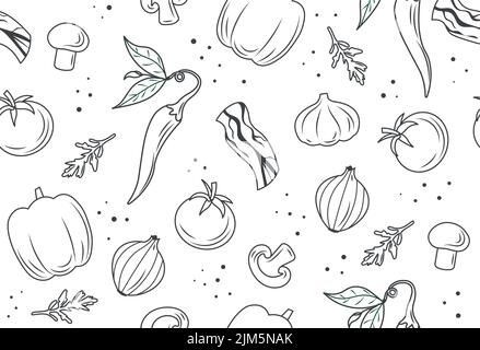 Pizza ingredients seamless pattern Stock Vector