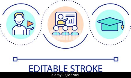 Online lecturer loop concept icon Stock Vector