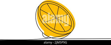 Set of Lemon one line colored continuous drawing. Lemon continuous one line colorful set illustration. Vector minimalist linear illustration. Stock Vector