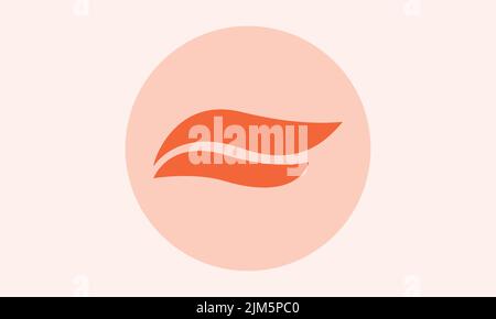 A vector illustration of a round orange logo with two parallel lines inside Stock Vector