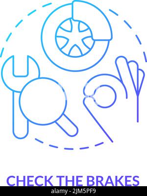 Check brakes blue gradient concept icon Stock Vector