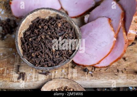 food from pork meat during cooking for cafes Stock Photo