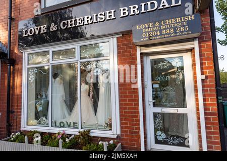Wedding and bridal dress shop in Holcombe Brook,Ramsbottom,Bury,Lancashire, England summer 2022 Stock Photo