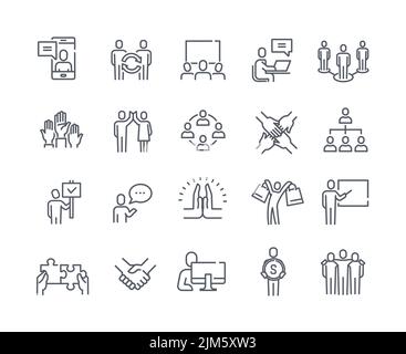 Leadership outline icons collection. Lead, Manager, Direct, Guide ...