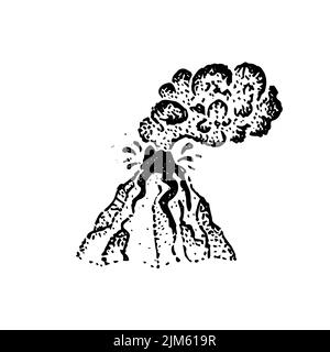 Eruption Volcano Dotwork. Vector Illustration of Hand Drawn Objects. Stock Vector