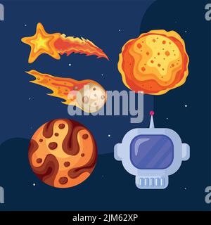 five universe space icons Stock Vector