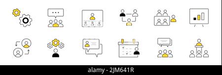 Smart home icons. Internet of things, wireless technologies concept. Vector outline symbols of laptop, mobile phone, headphones, electric kettle, lamp and camera with remote control Stock Vector