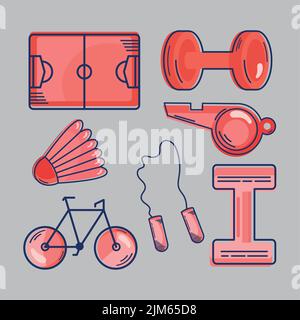 seven sports equipment icons Stock Vector