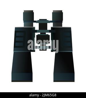Binoculars are tourist. Optics device. Object isolated on white background. Vector. Stock Vector