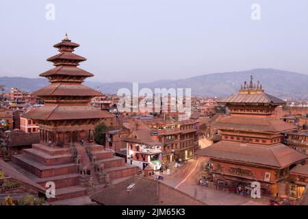 Bhaktapur, Nepal - October 28, 2012: Nyatapola Temple is a pagoda located in the city of Bhaktapur, Nepal. The temple is a UNESCO World Heritage site. Stock Photo