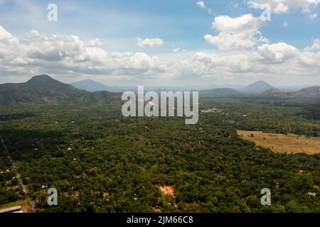 Agricultural land in the countryside among the rainforest and jungle. Sri Lanka. Stock Photo