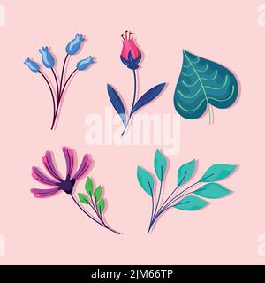 five flowers garden icons Stock Vector