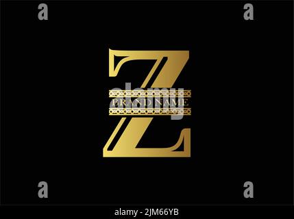 letter z linked beauty flourish golden color logo design Stock Vector