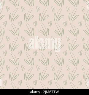 seamless pattern with daisy tulip flowers hand drawn doodle style. Stock Vector