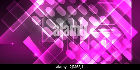 Background neon glowing lines and geometric shapes. Lights in the dark wallpaper for concept of AI technology, blockchain, digital, communication, 5G, Stock Vector