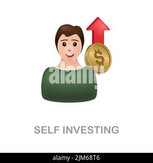 Self Investing icon. 3d illustration from economic collection. Creative Self Investing 3d icon for web design, templates, infographics and more Stock Vector