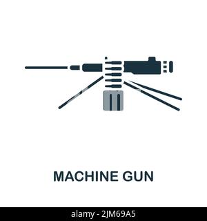 Machine Gun icon. Monochrome simple line Weapon icon for templates, web design and infographics Stock Vector