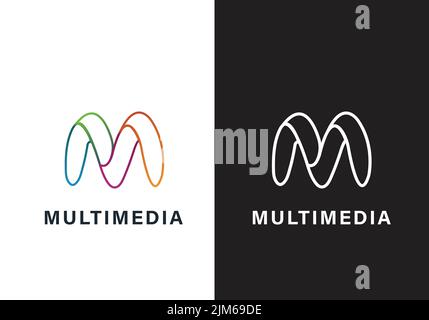 letter M line logo design template Stock Vector