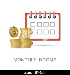 Monthly Income icon. 3d illustration from economic collection. Creative Monthly Income 3d icon for web design, templates, infographics and more Stock Vector