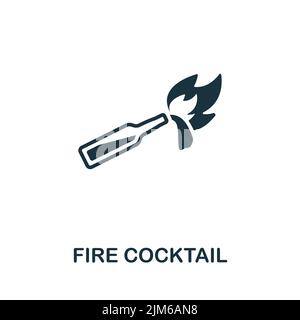 Fire Cocktail icon. Monochrome simple line Weapon icon for templates, web design and infographics Stock Vector