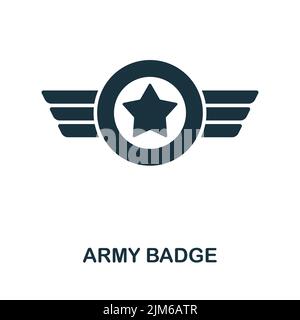 Army Badge icon. Monochrome simple line War icon for templates, web design and infographics Stock Vector