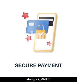 Secure Payment icon. 3d illustration from e-commerce collection. Creative Secure Payment 3d icon for web design, templates, infographics and more Stock Vector