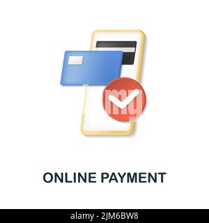 Online Payment icon. 3d illustration from e-commerce collection. Creative Online Payment 3d icon for web design, templates, infographics and more Stock Vector