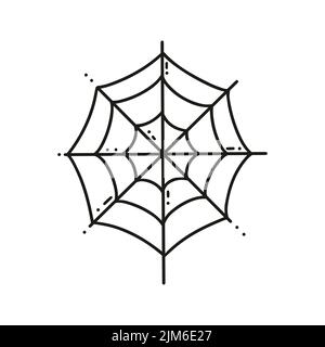 Gossamer black doodle illustration isolated on white background. Spider web decoration for halloween designs, isolated vector. Simple outline spooky Stock Vector