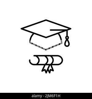 Graduation cap and diploma black web icon. vector illustration Stock Vector